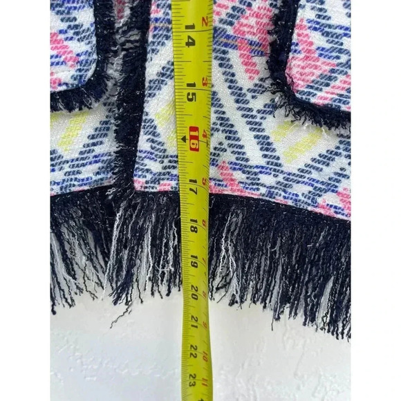Hilary Radley Katherine Barclay Tweed Fringed Knitted Blazer Jacket Multi Sz 12 - Picture 10 of 11